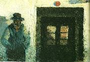 Michael Ancher christoffer udenfor sit hus oil on canvas